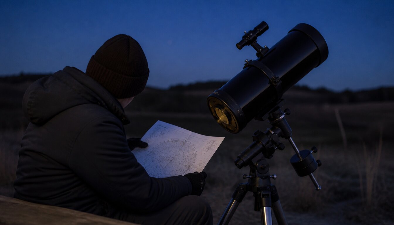 A observe observing scene with practical field equipment