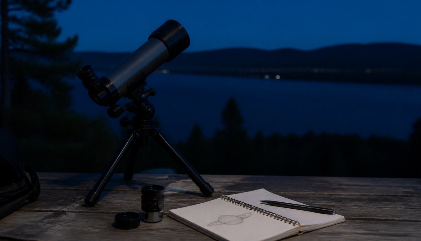 A restrained field illustration of Saturn for an observing guide