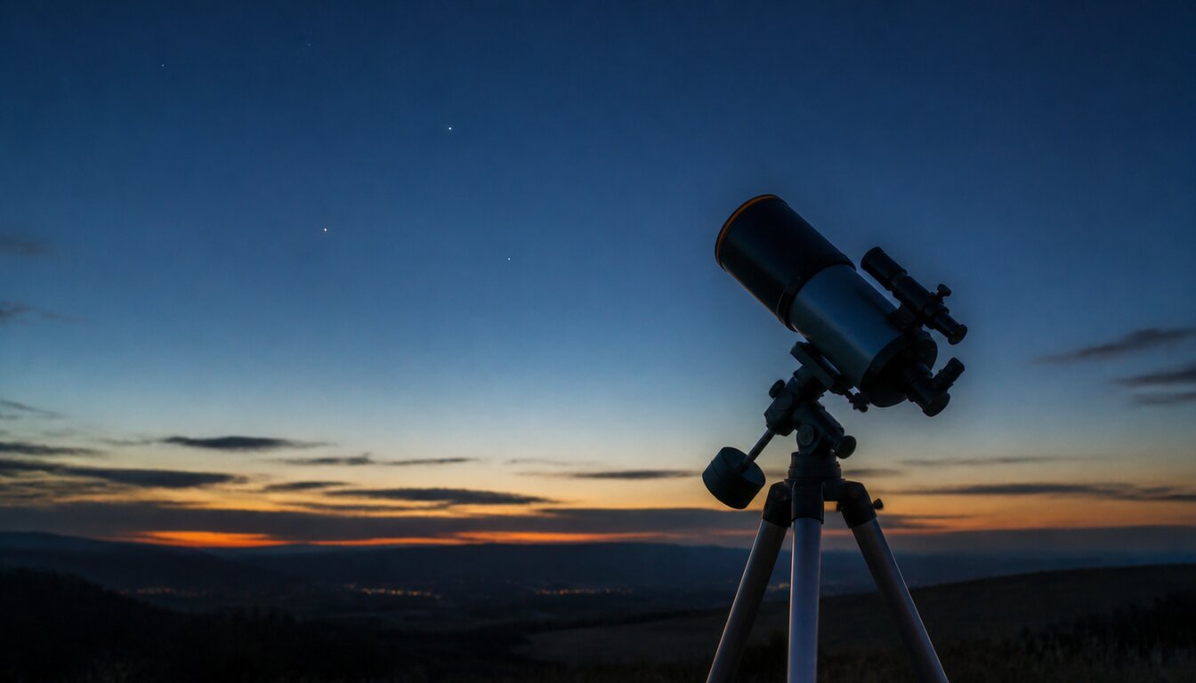 A telescopes observing scene with practical field equipment